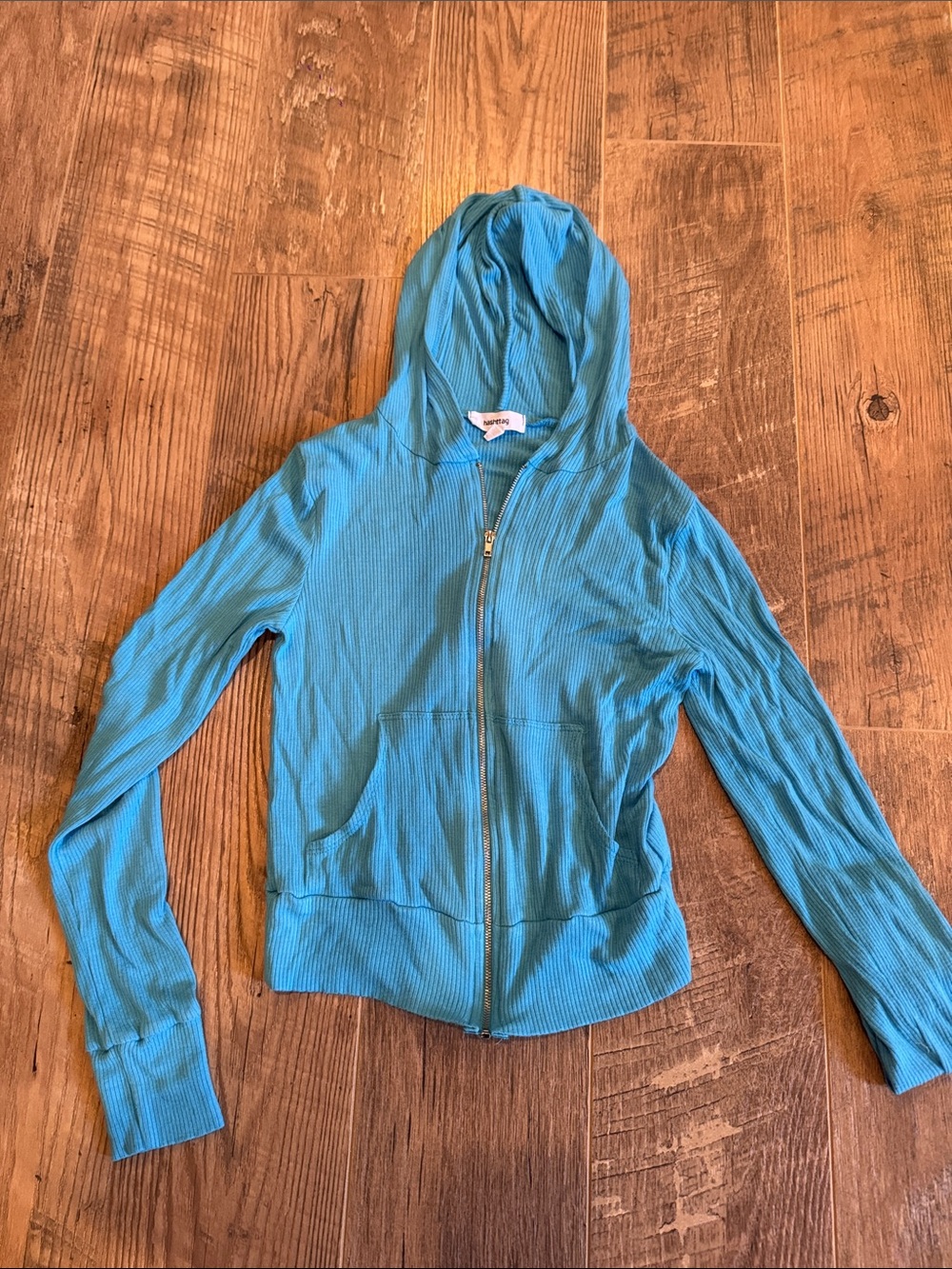Hashttag Women’s Light Blue Zip-Up Hoodie Size XS